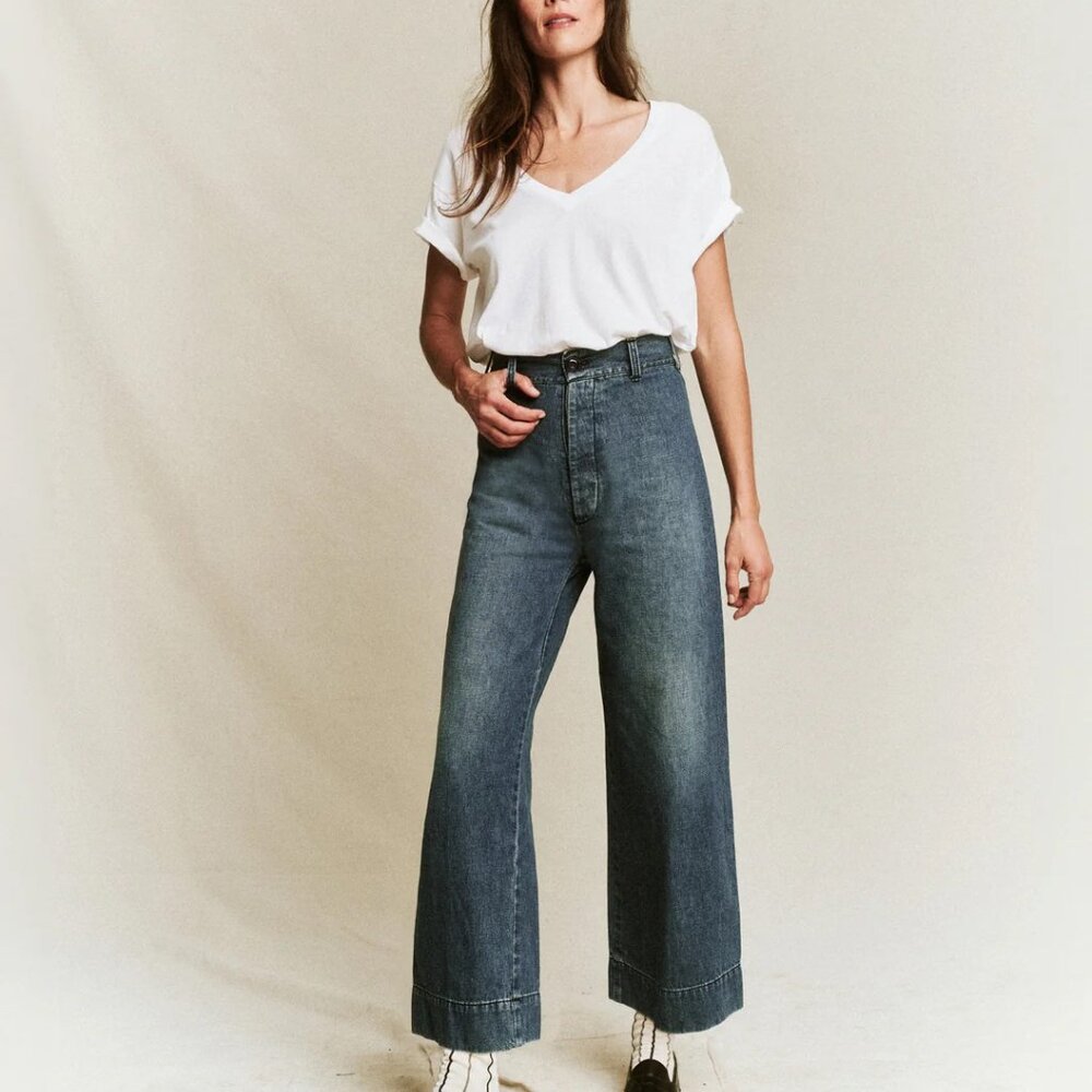 THE GREAT.  Seafair Wide Leg Blue Jeans Marina Wash Size 27